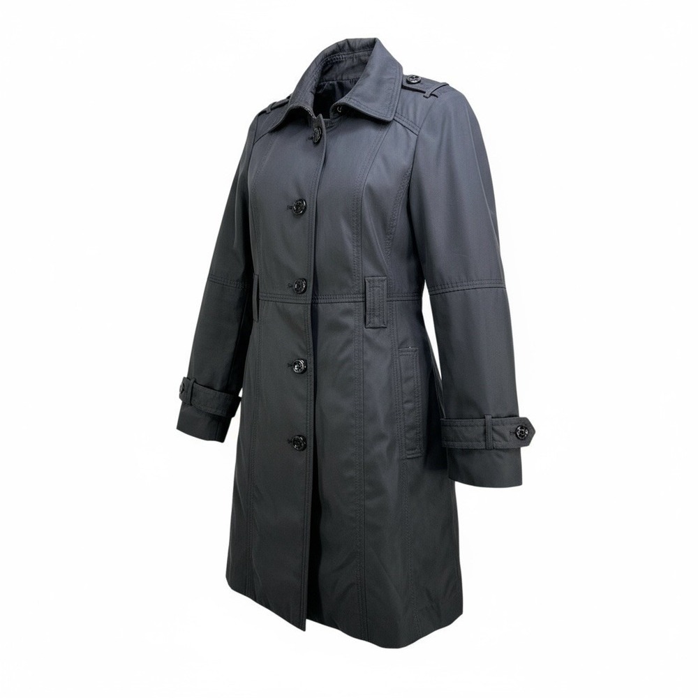 Calvin Klein Women's Trench Coat Double‎ Breasted Belted Charcoal Grey